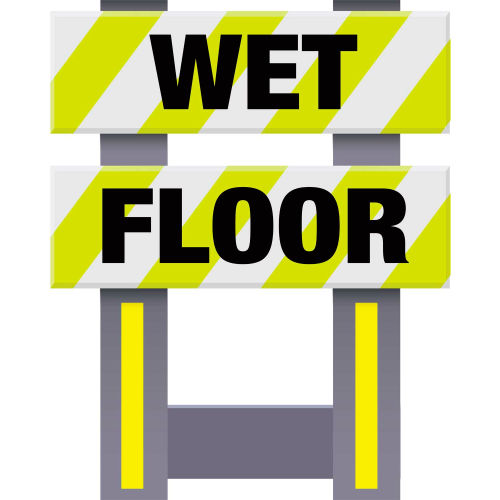 Folding Safety Barricade, Vibrant Yellow, Wet Floor