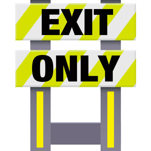 Folding Safety Barricade, Vibrant Yellow, Exit Only