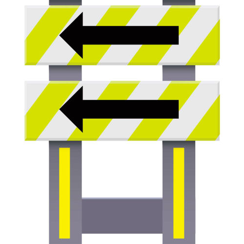 Folding Safety Barricade, Vibrant Yellow, Left Arrows