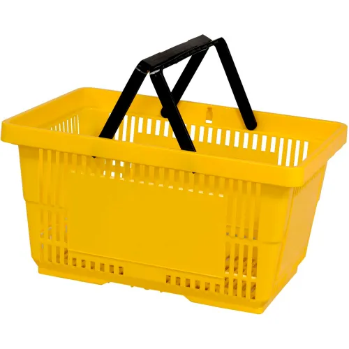 VersaCart® Plastic Shopping Basket 28 Liter w/ Nylon Handle 206-28L -  Yellow, Pack Qty of 12 - Pkg Qty 12