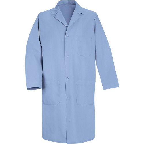 Red Kap&#174; Men's Gripper-Front Lab Coat, Light Blue, Poly/Cotton, 2XL