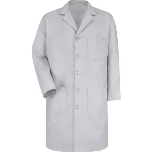 Red Kap® Men's Lab Coat, Light Gray, Poly/Combed Cotton, 48"