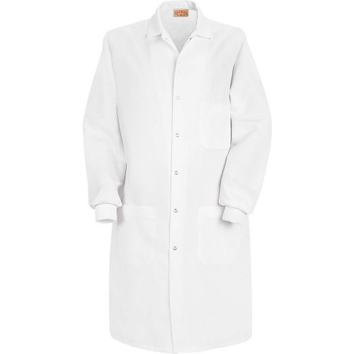 Red Kap&#174; Unisex Specialized Cuffed Lab Coat W/Inside Pocket, White, Poly/Combed Cotton, XL