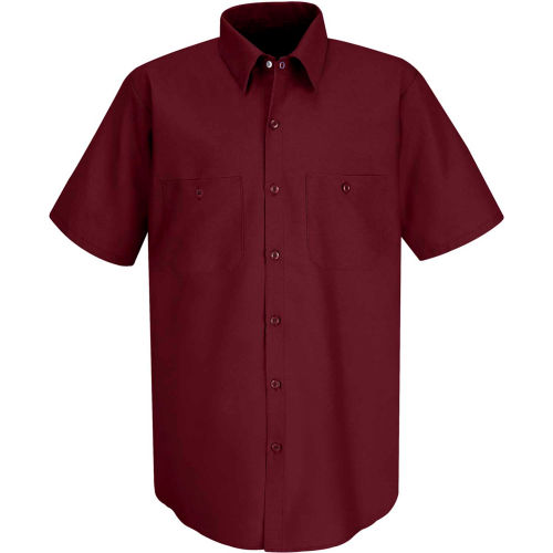 Red Kap&#174; Men's Industrial Work Shirt Short Sleeve Burgundy 3XL SP24