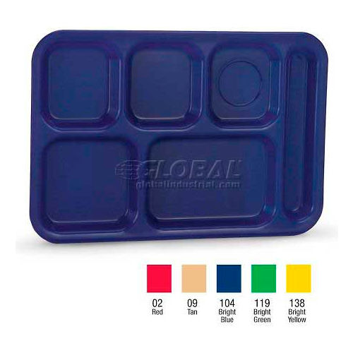 Vollrath&#174; Traex Polypropylene School Compartment Trays, 2015-104, Right Hand Tray, Bright Blue - Pkg Qty 24
