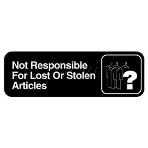 Vollrath Not Responsible For Lost Or Stolen Articles Sign 4532 3 X 9 Vollrath Not Responsible For Lost Or Stolen Articles Sign 4532 3 X 9