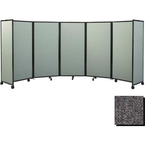 Portable Mobile Room Divider, 7'6"x19'6" Fabric, Charcoal Gray