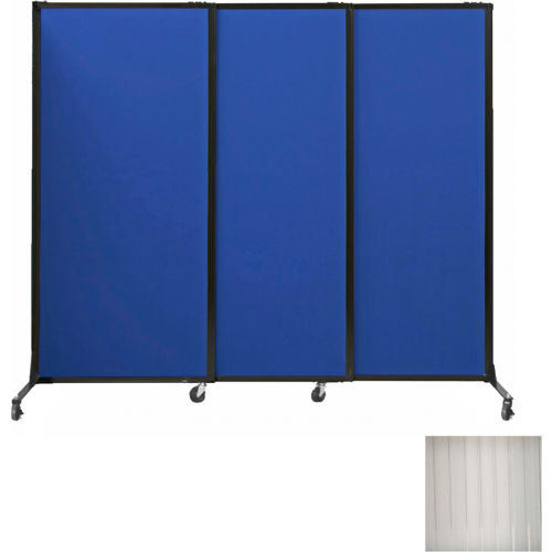 Portable Acoustical Partition Panels, Sliding Panels, 70"x7' With Casters, Clear