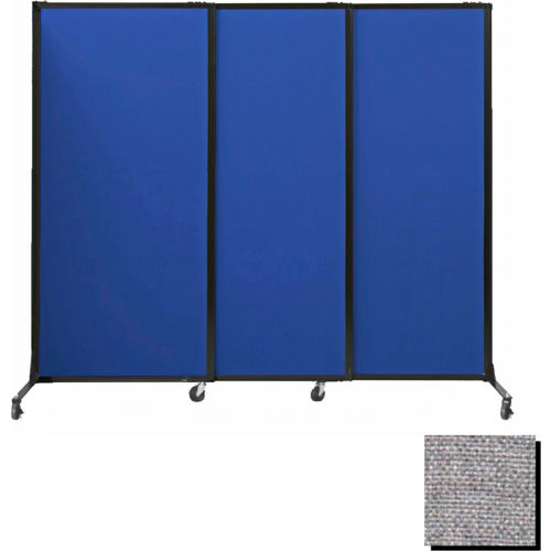 Portable Acoustical Partition Panels, Sliding Panels, 80"x7' Fabric, With Casters, Cloud Gray