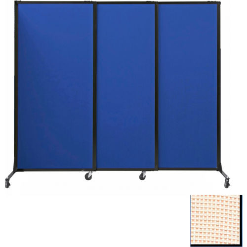 Portable Acoustical Partition Panels, Sliding Panels, 88"x7' Fabric, With Casters, Sand