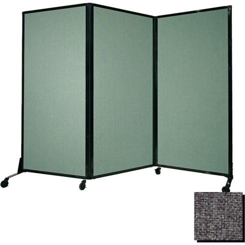 Portable Acoustical Partition Panel, AWRD  70"x8'4" Fabric, With Casters, Charcoal Gray