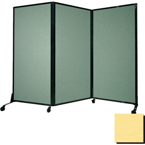 Portable Acoustical Partition Panel, AWRD 70"x8'4" Fabric, With Casters, Yellow