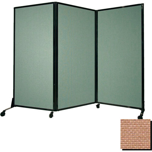 Portable Acoustical Partition Panel, AWRD  80"x8'4" Fabric, With Casters, Beige