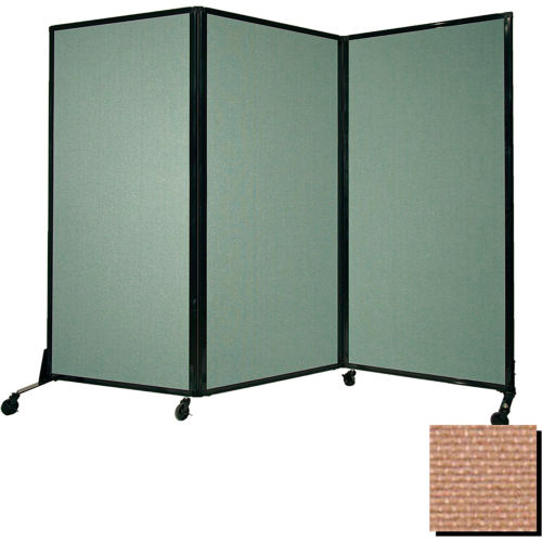 Portable Acoustical Partition Panel, AWRD 80"x8'4" Fabric, With Casters, Beige