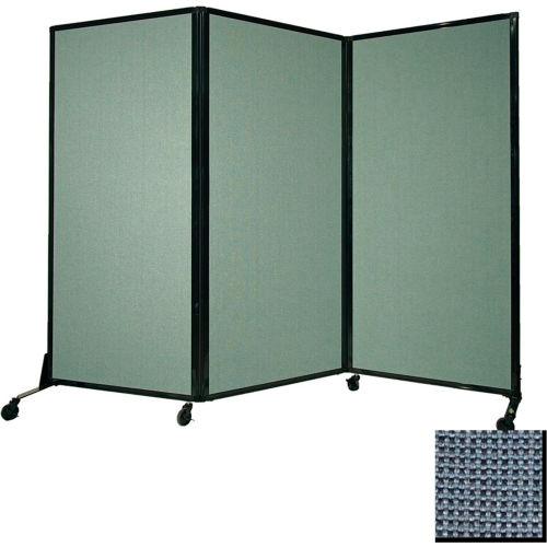 Portable Acoustical Partition Panel, AWRD 80"x8'4" Fabric, With Casters, Ocean