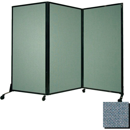 Portable Acoustical Partition Panel, AWRD 88"x8'4" Fabric, With Casters, Powder Blue