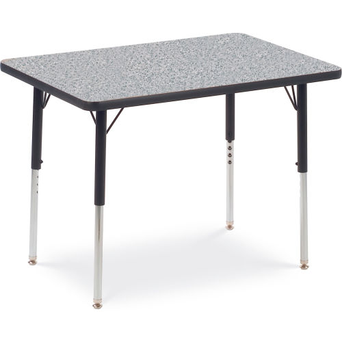 Virco&#174; Activity Table w/ Adjustable Legs - 24&quot; x 36&quot; - Rectangle - Black Frame/Gray Top