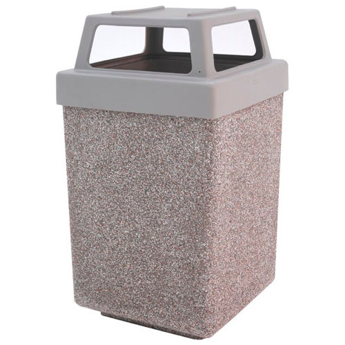 Concrete Waste Receptacle W/Gray Plastic 4 Way Top 25" X 25" Gray/Tan