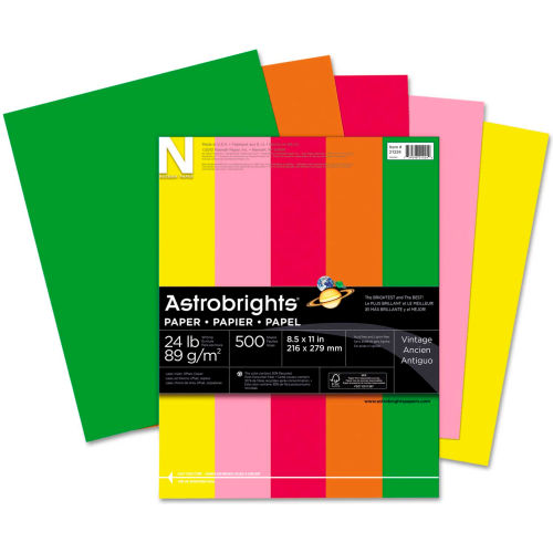 Colored Paper - Neenah Astrobrights 21224-  8-1/2&quot; x 11&quot; - 24 lb - Vintage Colors - 500 Sheets/Ream