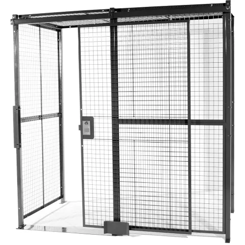 RapidWire™ Welded Wire 3 Sided Cage w/5' Sliding Door No Ceiling 10' 6 ...