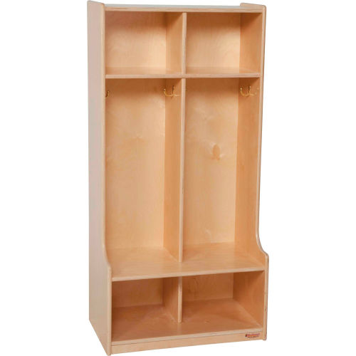 Wood Designs&#8482; Two Section Wood Seat Locker - Natural
