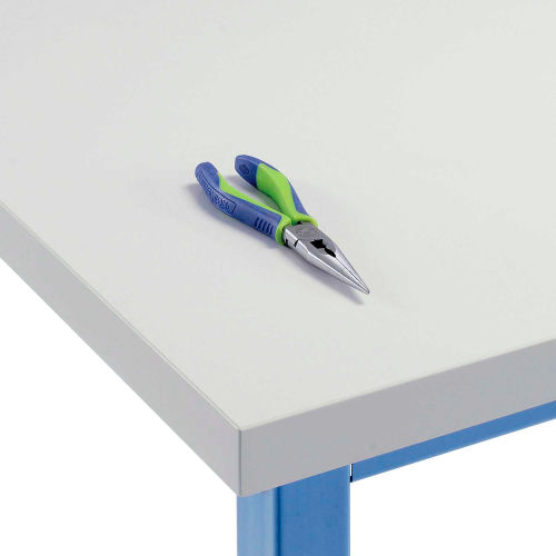 60" W x 24" D x 1-5/8" Thick, Plastic Laminate Square Edge Workbench Top, Light Gray