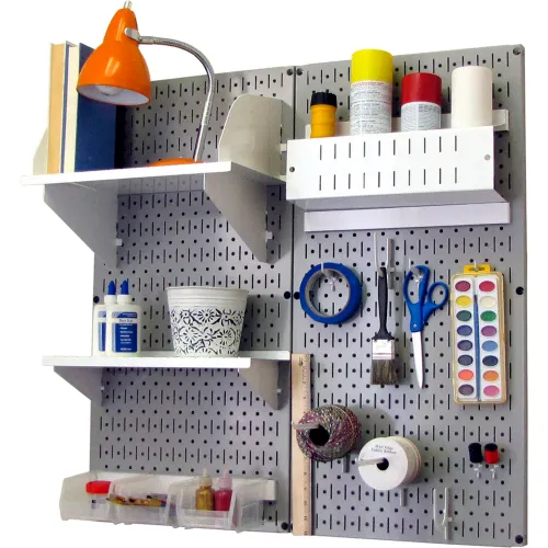 Wall Control Pegboard Hobby Craft Organizer Storage Kit, Gray