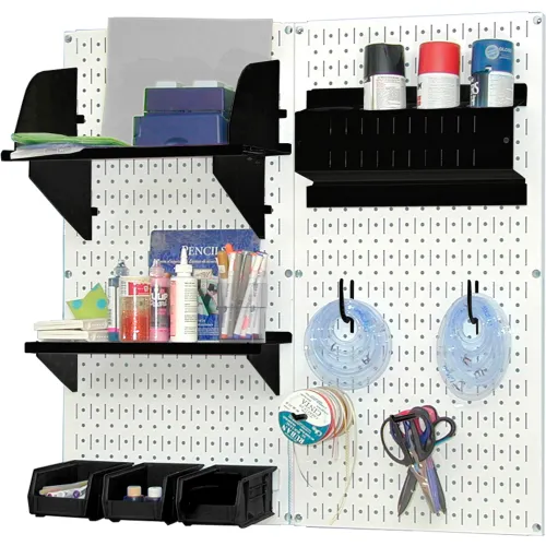 Clamp-On Desk Pegboard With Single Monitor Stand, 35 Inch Steel Peg Board Organizer With Hooks & Movable Panel For Gaming & Office Zedazoom Color