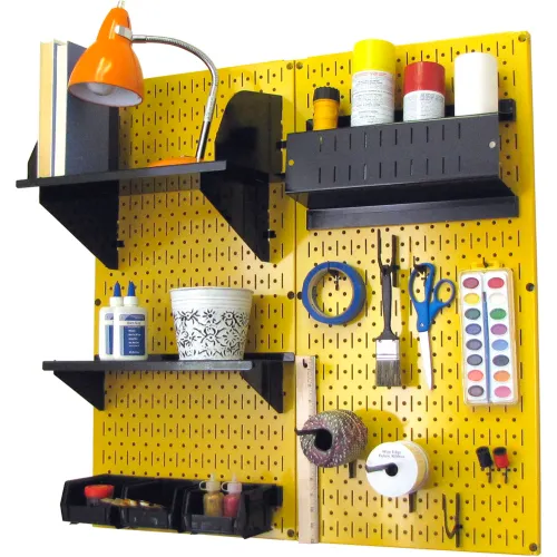 Wall Control Pegboard Hobby Craft Organizer Storage Kit, Yellow/Black, 32  X 32 X 9
