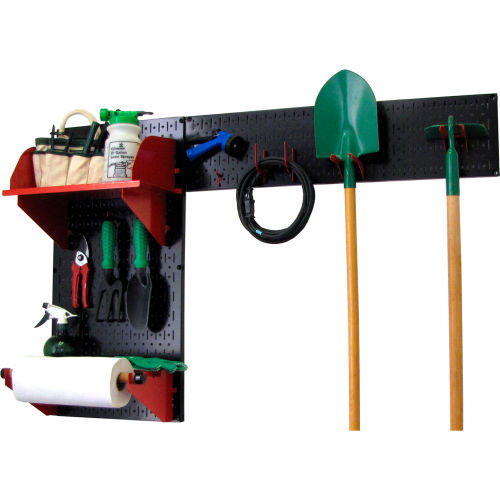 Wall Control Pegboard Garden Tool Board Organizer, Black/Red, 48" X 32" X 9"