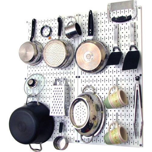 Wall Control Kitchen Pegboard Pack Storage & Organization Kit, White, 32" X 32" X 6"