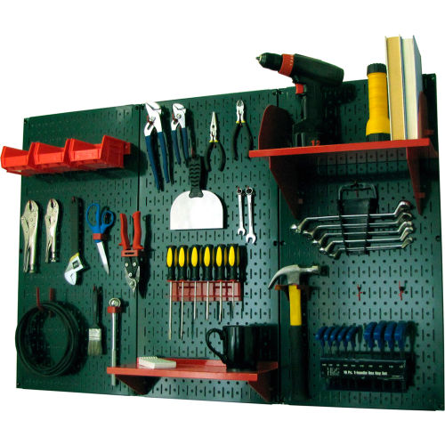 Wall Control Pegboard Standard Tool Storage Kit, Green/Red, 48&quot; X 32&quot; X 9&quot;
