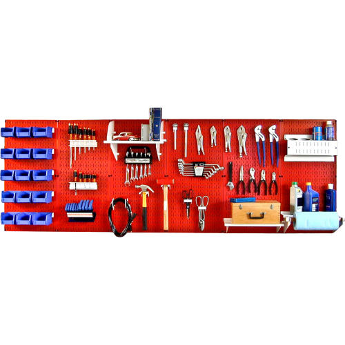 Wall Control Pegboard Master Workbench Kit, Red/White, 96&quot; X 32&quot; X 9&quot;
