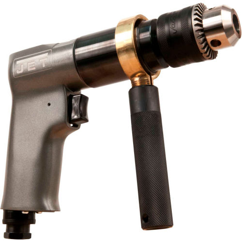 JET Reversible Pistol Grip Air Drill, Standard Keyed, 1/2&quot; Chuck, 800 RPM