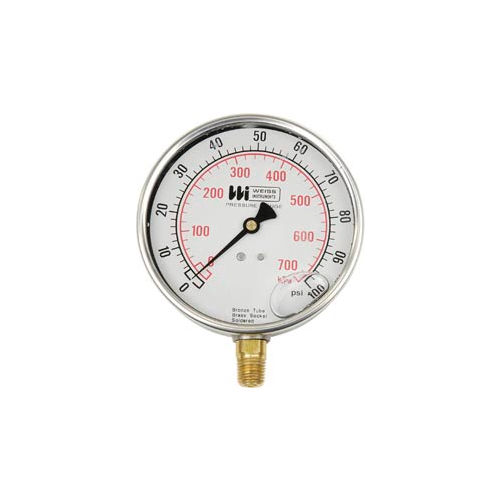 Weiss Instruments 4&quot; Dial , Liquid Filled, 1/4&quot; Bottom, 0-160PSI