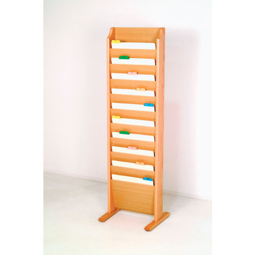 Free Standing 10 Pocket Chart Holder Light Oak