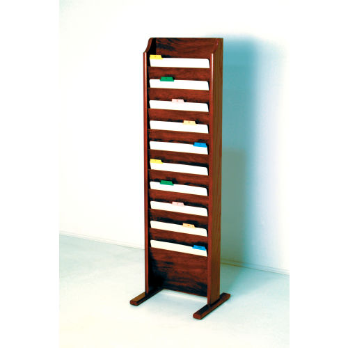 Free Standing 10 Pocket Chart Holder Mahogany