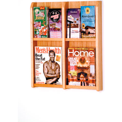 4 Magazine/8 Brochure Oak & Acrylic Wall Display - Light Oak