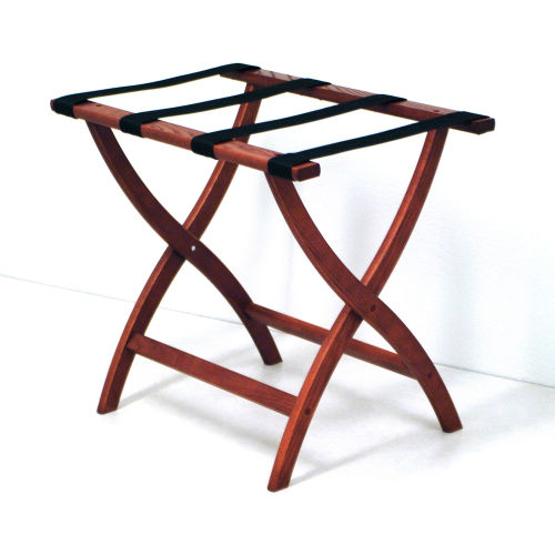 Luggage Rack w/ Convex Legs - Mahogany/Black