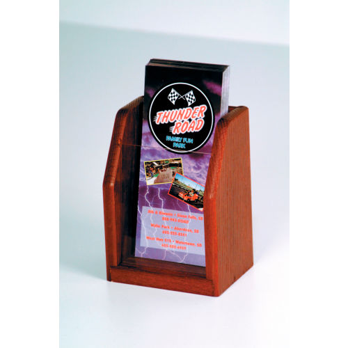 Countertop Single Pocket Brochure Display - Mahogany