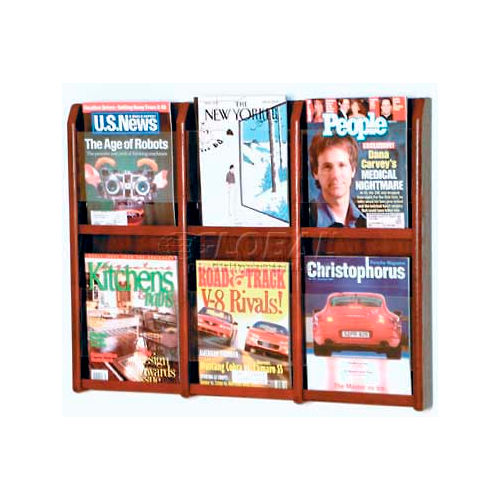 Wooden Mallet Divulge™ 6 Magazine Wall Display, Mahogany