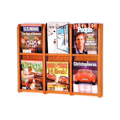 Wooden Mallet Divulge&#8482; 6 Magazine Wall Display, Medium Oak
