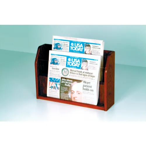 Countertop 2 Pocket Newspaper Display Mahogany