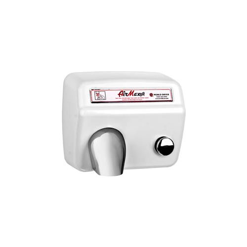World Dryer Airmax High Speed Push Button Hand Dryer, White Steel, 115V