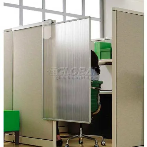 Office cubicle divider with frosted glass panel