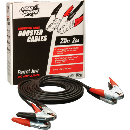 Coleman Cable 2 Gauge, 25 Foot Booster Cable With Parrot Jaw Clamp