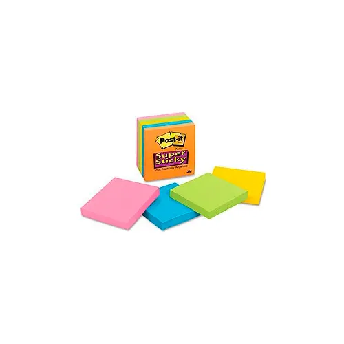 Post-it® Super Sticky Note Pads, 4x4, Lined, Asstd Colors, Six 90 Sheet  Pads/Pk