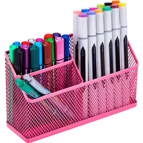 LockerMateHard Plastic Pencil Box, Pink and Blue