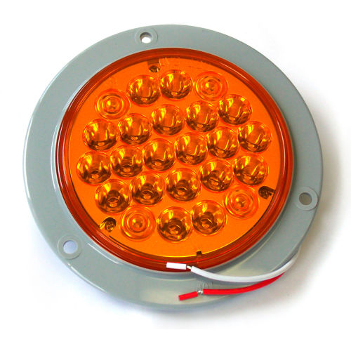 Race Sport Truck and Trailer LED, 4&quot; Round Amber with 3 Hole Mount