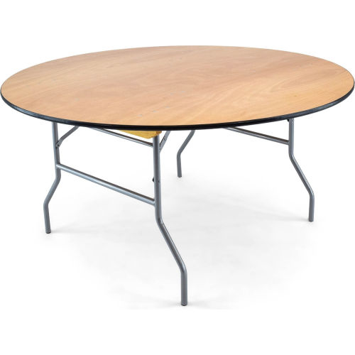 Atlas Commercial Wood Folding Table, 54'' Round, Vinyl Edge - Titan Series